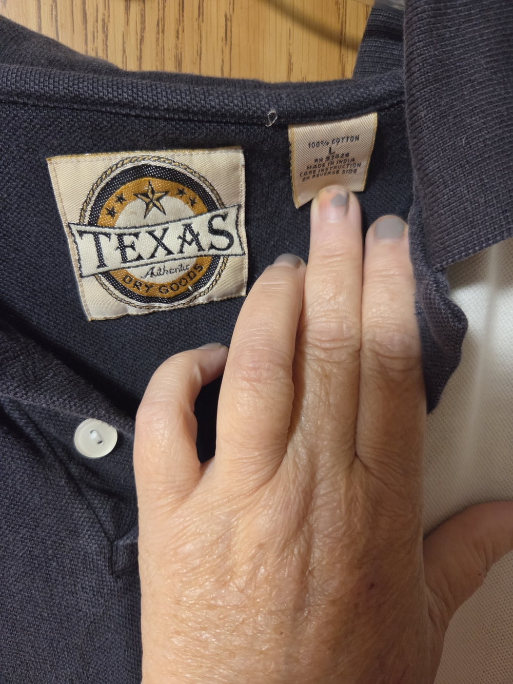 Texas Authentic Dry Goods Navy Polo Shirt Size Large